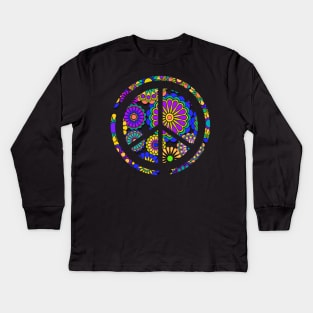 Flower Power Peace Sign Kids Long Sleeve T-Shirt